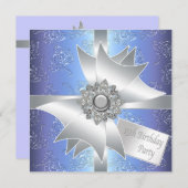 パープルブルー15th誕生日パーティーへの招待 招待状 (正面/裏面)