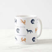パープルブルー&カッパーホリデーウッドランドフォレストキツネ コーヒーマグカップ (正面右)
