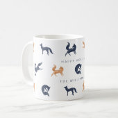 パープルブルー&カッパーホリデーウッドランドフォレストキツネ コーヒーマグカップ (正面左)