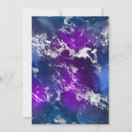 パープルブルー&シルバー銀河系大理石21歳の誕生日 招待状 (裏面)