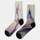 パープルブルー&ピンク抽象芸術アルコールインクリキッドアート ソックス (左)