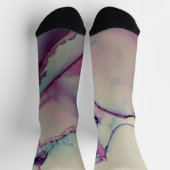 パープルブルー&ピンク抽象芸術アルコールインクリキッドアート ソックス (上部)