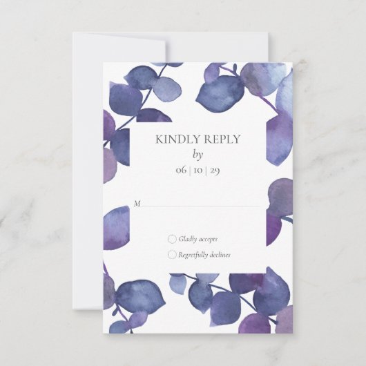 パープルブルー ユーカリの葉 フラワー RSVP (正面)