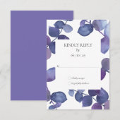 パープルブルー ユーカリの葉 フローラル RSVP (正面/裏面)