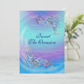 パープルブルー RSVP 誕生日 婚約 結婚式 招待状 (スタンド正面)