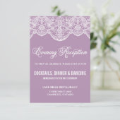 パープルブロケードレース結婚式レセプションカード エンクロージャーカード (スタンド正面)