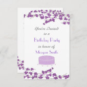 パープルブロッサムの誕生日パーティーへの招待 招待状 (正面/裏面)