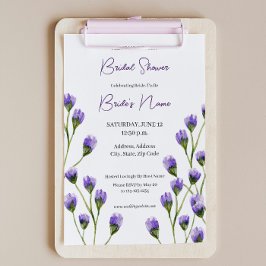 パープルブロッサムフローラブライダルシャワー招待 招待状