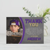 パープルブロンズの黒板卒業サンキューカード 招待状 (スタンド正面)