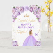 パープルブロンドヘアの少女 スウィート16の誕生日 カード (黄色い花)
