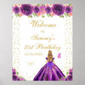 パープルブロンドヘアガールバースデーパーティーへようこそ ポスター (正面)