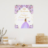 パープルブロンドヘアプリンセスSweet sixteenウェルカム ポスター (キッチン)