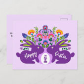 パープルブンニーズ民俗付きTouchカスタム文字 ポストカード (正面/裏面)