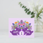 パープルブンニーズ民俗付きTouchカスタム文字 ポストカード (スタンド正面)