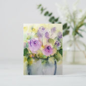 パープルブーケ水彩 ポストカード (スタンド正面)