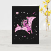 パープルプテロダクティルディノスイン宇宙 カード (黄色い花)