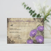パープルプニーズヴィンテージウェディング招待状RSVP 出欠カード (スタンド正面)