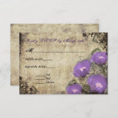 パープルプニーズヴィンテージウェディング招待状RSVP 出欠カード (正面/裏面)