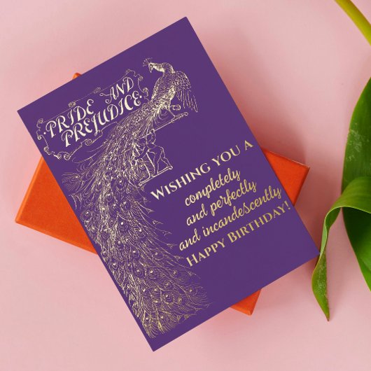 パープルプライドと偏見ハッピーバースデー 箔シーズンポストカード