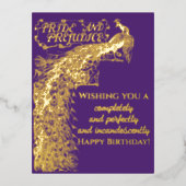 パープルプライドと偏見ハッピーバースデー 箔シーズンポストカード (正面)