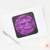 パープルプラネット宇宙救をテーマにした私たちの日付 スクエアシール (封筒)