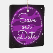 パープルプラネット宇宙救をテーマにした私たちの日付 セラミックオーナメント (右)