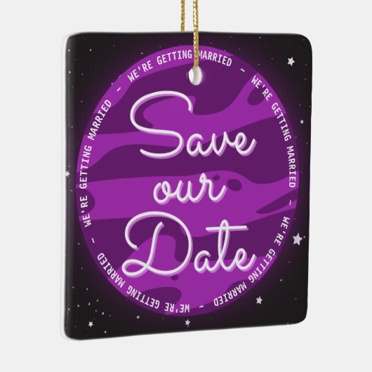 パープルプラネット宇宙救をテーマにした私たちの日付 セラミックオーナメント (右)