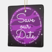 パープルプラネット宇宙救をテーマにした私たちの日付 セラミックオーナメント (左)