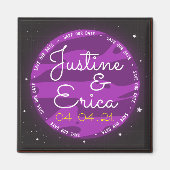 パープルプラネット宇宙救をテーマにした私たちの日付 マグネット (正面)