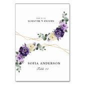 パープルプラムアイボリー金ゴールドゲストネーム座席表 テーブルナンバー (正面)