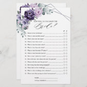 パープルプラムシルバーフローラ開花ブライダルシャワーゲーム (正面/裏面)