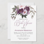 パープルプラムピンクペオニーブライダルシャワー 招待状 (正面)