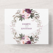 パープルプラムピンクペニーズフローラ結婚ズ | オールインワン招待状 (裏面)