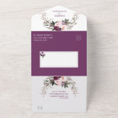 パープルプラムピンク牡丹の花の結婚式 オールインワン招待状 (外側)