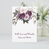 パープルプラムピンク牡丹結婚の感謝 サンキューカード (スタンド正面)