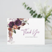 パープルプラムフローラパーソナライズされたサンキューノート サンキューカード (スタンド正面)