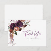パープルプラムフローラパーソナライズされたサンキューノート サンキューカード (正面/裏面)