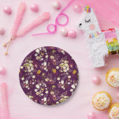 パープルプラムフローラ紙プレート ペーパープレート (パーティー)