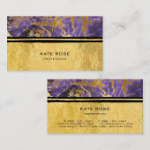 パープルプラムブラックVIP石大理石ゴールデンメイクアップ 名刺 (正面/裏面)