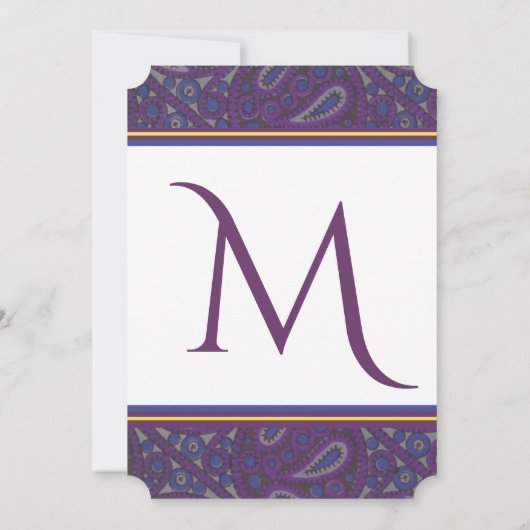 パープルプラムペイズリー結婚式招待状 招待状 (裏面)