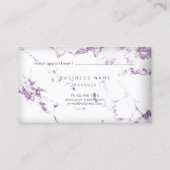 パープルプラムホワイトグレーカララマーブルアポイントメント 予約カード (裏面)