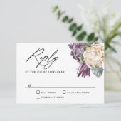 パープルプラムボホトロピカルウェディングRSVP 出欠カード (スタンド正面)