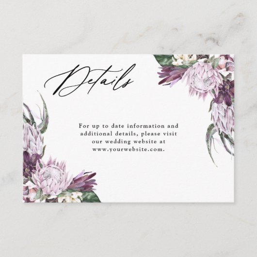 パープルプラムボホ結婚フローラ詳細 エンクロージャーカード (正面)