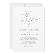 パープルプラムモダンミニマル結婚式招待状