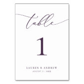 パープルプラム結婚ミニマリスト |イベントカスタムテーブル テーブルナンバー (裏面)