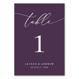 パープルプラム結婚ミニマリスト |イベントカスタム テーブルナンバー