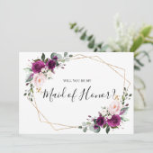 パープルプラム赤面が私のメイド・オブ・オーナー(花嫁付き添い人) 招待状 (スタンド正面)