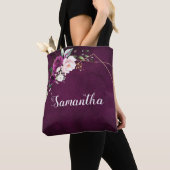 パープルプラム赤面ピンクフローラブライドメイドトート トートバッグ (クローズアップ)