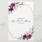 パープルプラム赤面ピンクローズブライダルシャワーアドバイス (裏面)