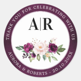 パープルプラム赤面ピンクローズ結婚ズサンキュークラ ラウンドシール